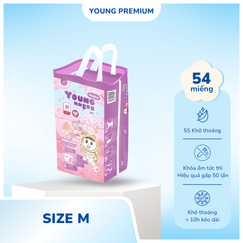 Bỉm Young Premium M (6–11kg) – Tã dán cho bé