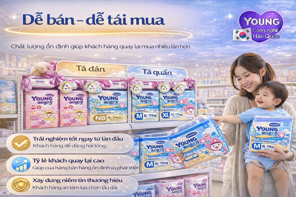 Review bỉm Young Premium cho bé – lõi mỏng 2mm và khô thoáng đến 10 giờ