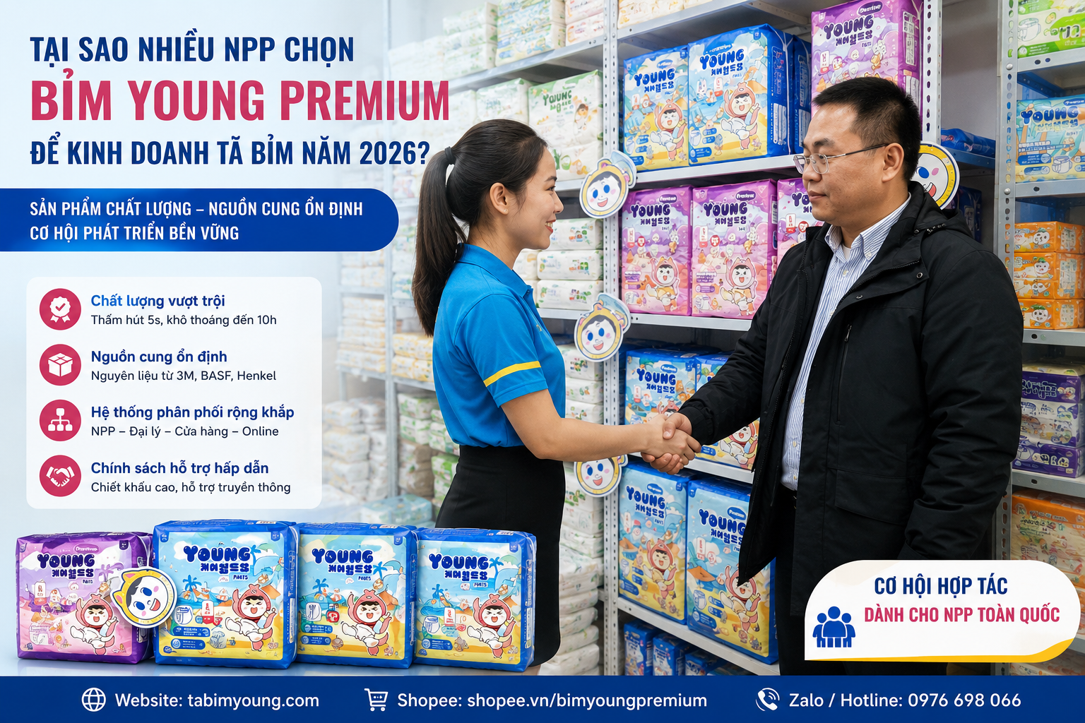 Bỉm Young Premium tại cửa hàng mẹ và bé Việt Nam